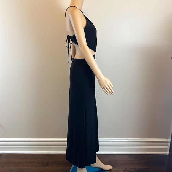 Misha Collection Black Angel Cut-Out Midi Halter Dress - Picture 7 of 10